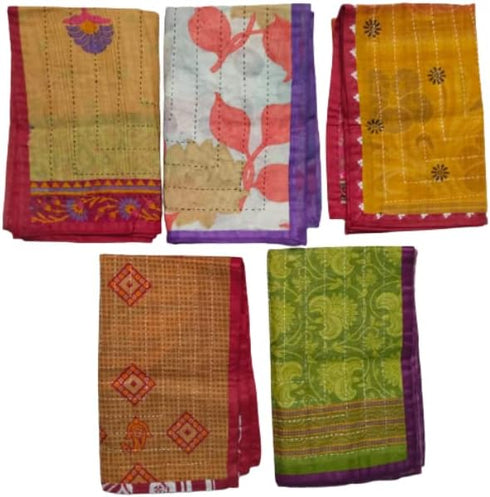 Baby Hand Stitch Cotton Crib Sheet Kantha Nap use Pack of 5