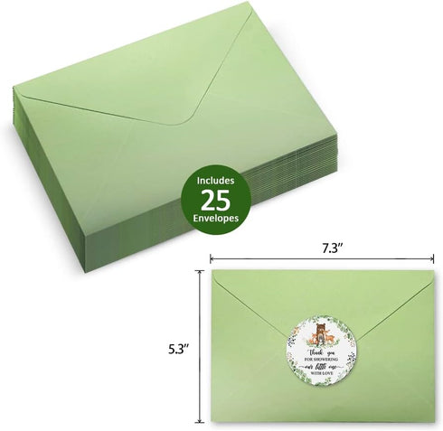 skuhyyg 25 Woodland Baby Shower Invitations with EnvelopesWoodland Diaper Raffle Tickets & Book Request Cards, Woodland