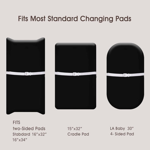 PHF Baby Changing Pad Covers for Boys Girls, 2 Pack Ultra Soft Microfiber Sheets for Most Changing Pads, Black & Black