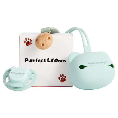 Purrfect Lil'Ones Pacifier & Accessories Set, Silicone Pacifier, Clip & Case, Safe & Clean, BPA-Free