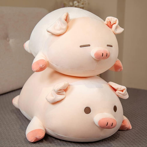 Pig Stuffed Animal Hugging Pillow - Soft Fat Plush Toy Gifts for Kids, Valentine, Christmas (15.7", Round Eyes)