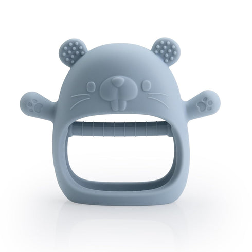 Silicone Baby Teether 6-12 Months Easy to Hold Teething Rings for Babies 0-6 Months Teething Relief (Dusty Blue)