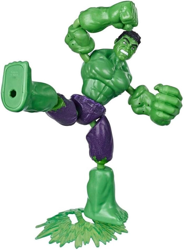 Avengers Marvel Bend and Flex Action Figure Toy - 6-Inch Flexible Hulk Figure with Blast Accessory for Kids Ages 4 and