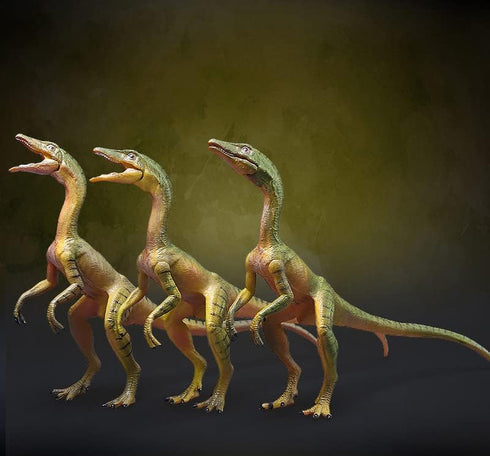 Gemini&Genius 2Pcs Compsognathus Dinosaur Toy Figurines with Moveable Jaw, Realistic Dinos