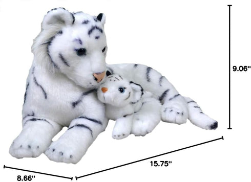 11" Wild Republic Mom & Baby White Tiger Plush, Stuffed Animal, Plush Toy, Gifts for Kids, Zoo Animals