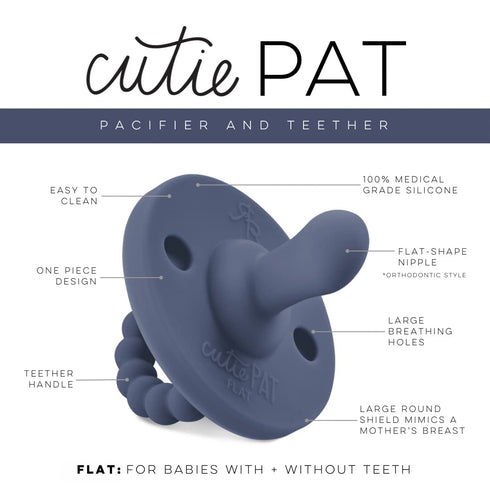 (3 Pack), Ryan & Rose Cutie PAT All-in-One Pacifier and Teether Massaging Teething Ring and Hideaway Binky for Growing