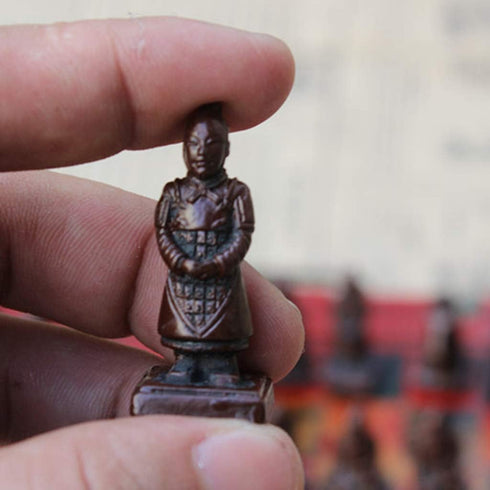 Vintage Chinese Terracotta Warrior Chess Set - 32 Wood Table Chess Games Gift