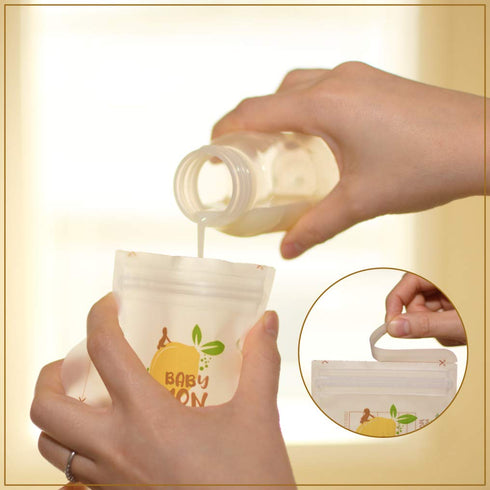 8 oz, 100 Baby Lemon Breast Milk Storage Bags with Spout - Bags, Extra Thick, Leak Proof, Pre-sterilized, Ready to Use