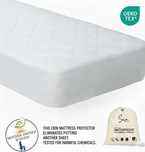 Sava Kids 100% SavaKids Natural Cotton Waterproof Crib Mattress Protector Sheet - Breathable, Fitted Pad for Babies