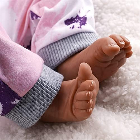 JIZHI Lifelike Reborn Baby Dolls - 17 Inch African American Soft Body Realistic Newborn Baby Doll with Gift Box