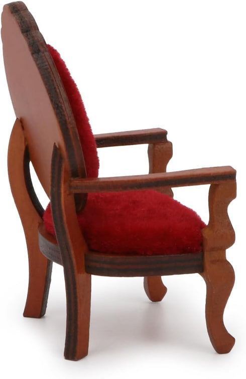 Dollhouse Couch Miniature Chair, 1:12 Wood Retro Vintage Upholstered Victorian Armchair
