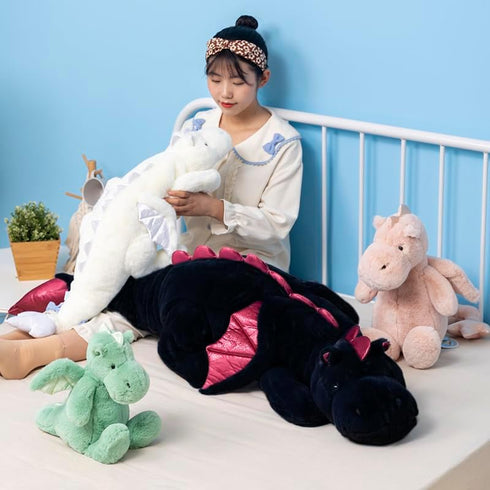 27.6" 2Lbs, Adults(2025 Little Weighted Dragon Stuffed Animal Small Black Weighted Plush Dragon Toy for Kids