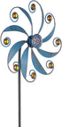 Metal Wind Spinner, Small Outdoor Wind Sculptures & Spinners for Garden Decor, Blue