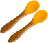 Baby Bamboo Feeding Spoon - 5.5" with Silicone Tip, BPA Free Toddler Food Spoons, Yellow 2 PACK