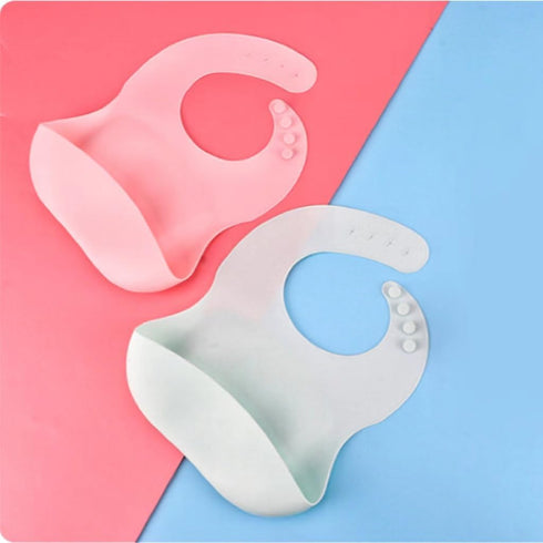 Silicone Baby Bibs, Waterproof Feeding Bibs with Food Catcher Pocket, Adjustable for Toddlers, 2 Pack Baby Essentials