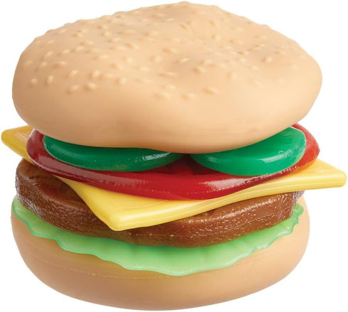 7pc Set, Stretchy Burger Sensory Toy Play Food Stackable Stretchy Hamburger Toy with Toppings and Bun