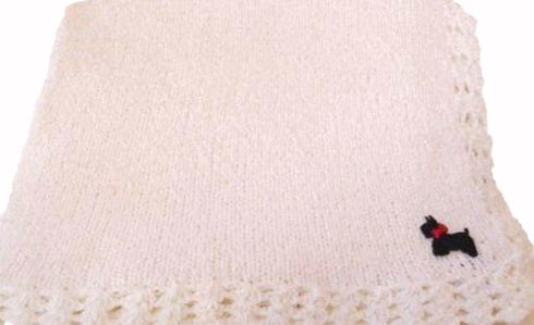 Sanjit Knitted & Crochet Pink Chenille Large Baby Blanket with Black Puppy