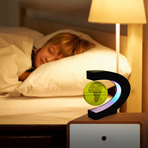 DIDWI Levitating Globe Multi-Color Changing Rotating Floating Globe with LED Light Magnetic Levitation World Map Globes