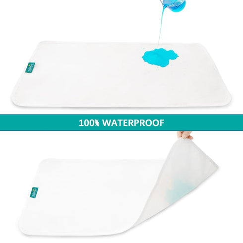 Changing Pad Liners Waterproof (3 Count) - Flannel Portable & Durable Diaper Pads, White
