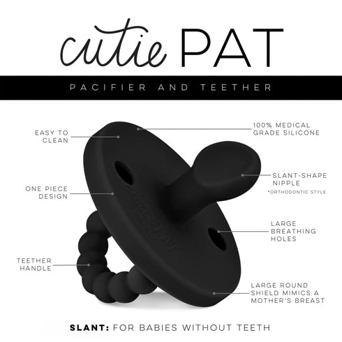 Ryan & Rose Cutie PAT Pacifier Teether - Slant Design in Black