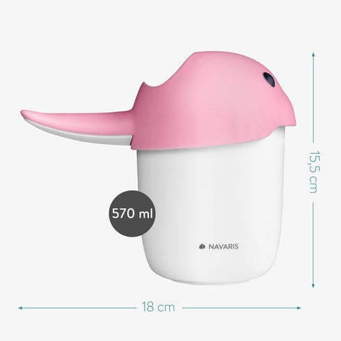 Navaris Baby Hair Rinser - Cute Animal Cup for Bath with 3 Different Pour Spouts - Rinse Shampoo, Pink