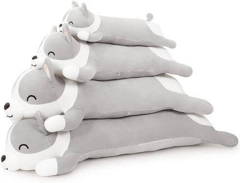 Plush Long Corgi Toy Cute Soft Stuffed Animal Corgi Doll Gift for Kids and Girls (Gray, 120cm/47.2in)