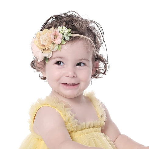 Cinaci 6 Pack Delicate Rose Flower Nylon Headbands, Floral Bows Headband Super Stretchy Hair Bands Fancy Headpieces