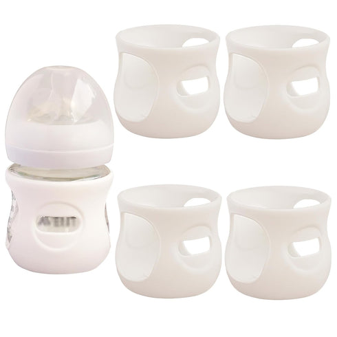 Kingwi 4 Pack Silicone Sleeves for Avent Natural Glass Baby Bottles, Anti Breakage