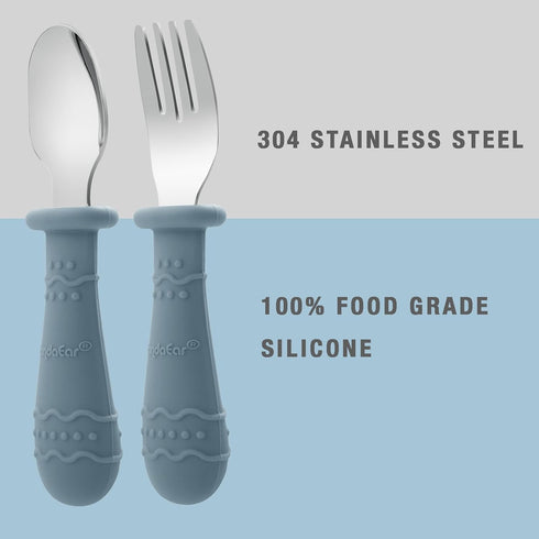 PandaEar Toddler Utensils, 6 Pack Kids Silverware Set - 18/8 Stainless Steel & Food Grade Silicone Spoons and Forks