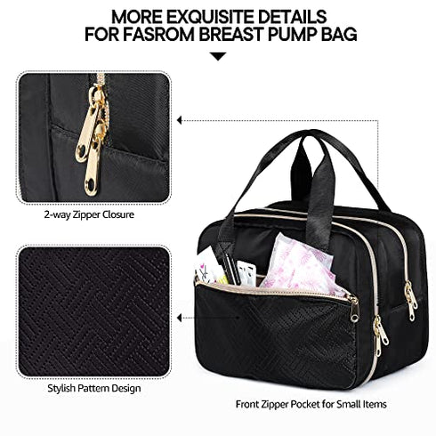 Pack 4 9 Fasrom Wearable Pump Carrying Bag with Cooler Bundle with Insulated Bottle Bag with Ice Fits Large Baby