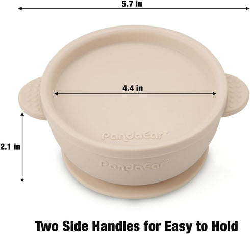 PandaEar 3 Pack Baby Bowls with Suction, Leak-Proof Silicone Food Bowl with Lids, BPA-Free