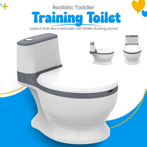 Yellow Ladybug * Toddler Potty Training Toilet with Diatomaceous Earth Mat Realistic Toilet for Toddlers with Lid