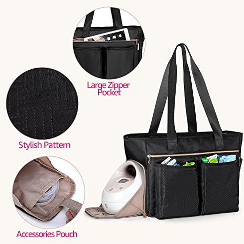 Pack Fasrom Breast Pump Tote Bag with Laptop Sleeve Bundle with Breastmilk Cooler Bag with Ice for Working Moms