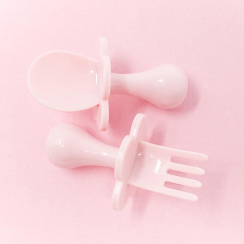 Grabease Baby & Toddler Utensils, BPA-Free Forks for Self Feeding, 1 Set Blush Toddler Fork & Spoon