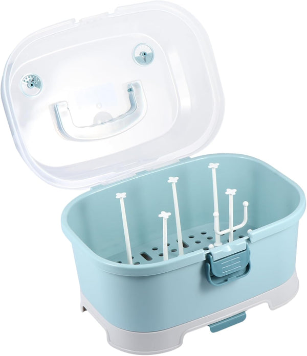 Bottle Storage Box with Draining Drying Rack Portable Milk Bottle Case Organizer