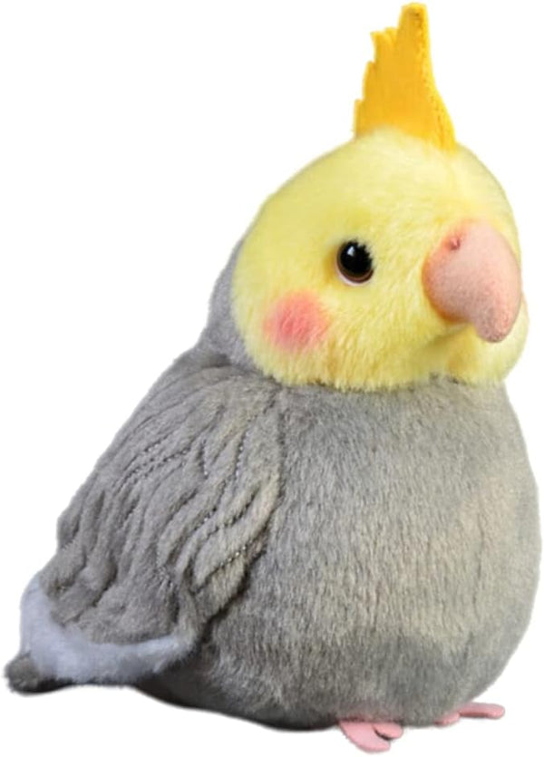 Nohito Realistic Grey Cockatiel Parrot Plush Toy, Simulation Fake Bird Cockatoo Stuffed Animal 4.9'' (Grey, M)
