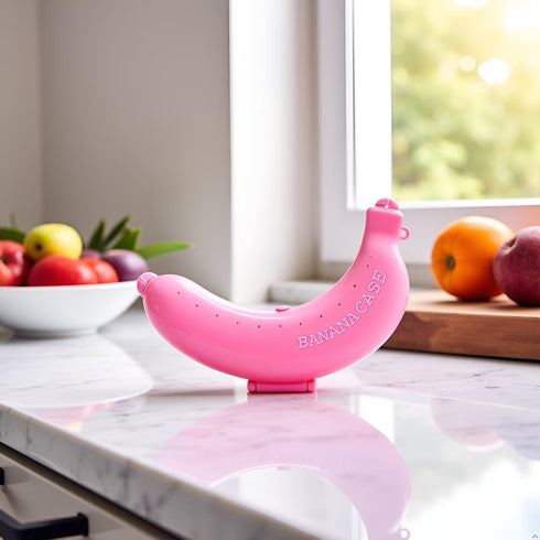 Mozff 1pc pink Banana Storage BPA-Free Outdoor Travel Case,Keep Fresh Keeper and Protector, Cute Carrier Box