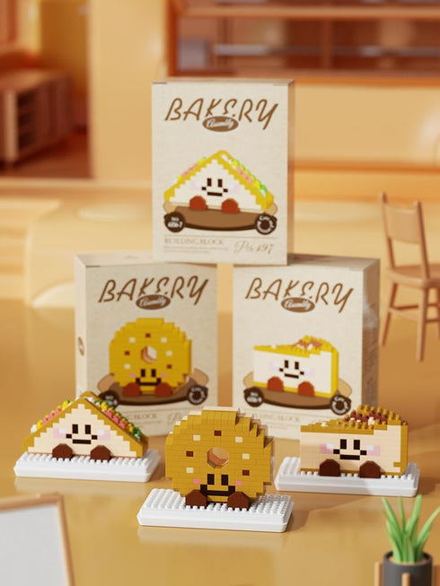 Jollcnoia Set Pretzel Happy Bread Series Food Cute Series Toy Mini Bricks Micro Building Kit Toys Desktop Ornaments
