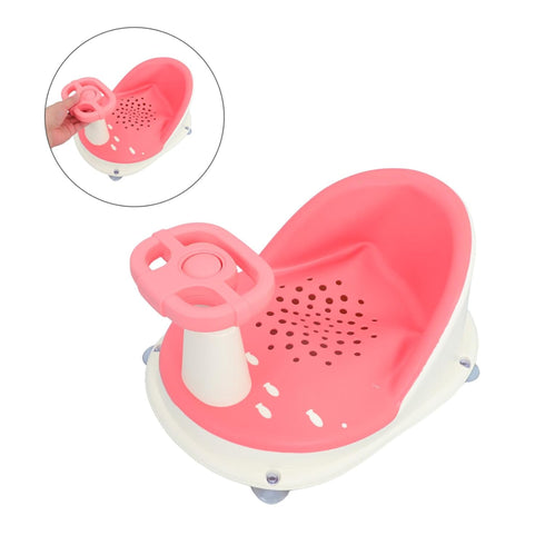 Totority Bath Seat with Suction Cups Non-Slip Tub Chair Adjustable Height Comfortable Bathtub Support Portable Foldable
