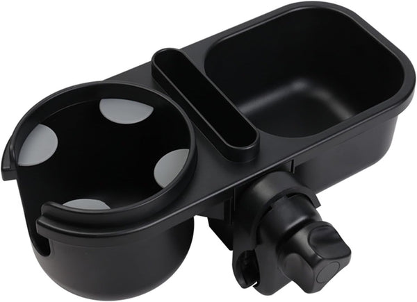 3 in 1 Universal Stroller Snack Tray with Cup Holder, Multifunctional Attachment for Bumper Bar (Black)