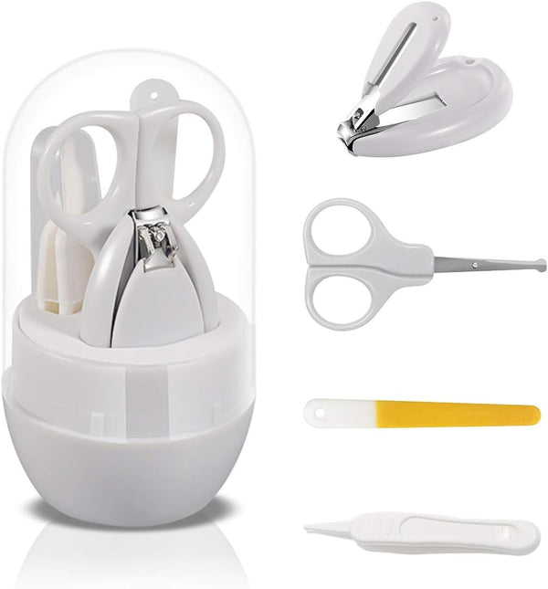 SONARIN Transparent Lid Baby Nail Kit,4-in-1 Baby Grooming Kit,with Baby Nail Clippers,Scissor,Nail File&Tweezer,Baby