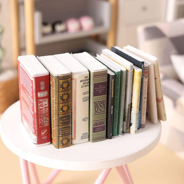 X Hot Popcorn Miniatures Dollhouse Books, 25PCS 1:12 Scale Mini Books for Doll House Decor
