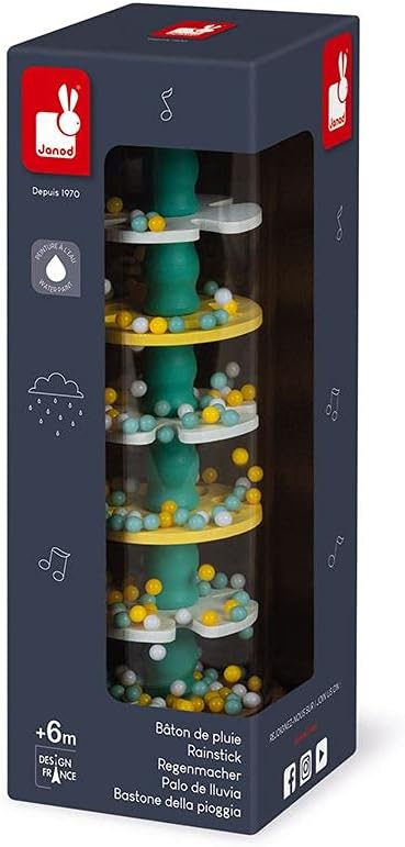 Janod Pure Collection - Bumble Bee Rainstick My First Music Toy, Ages 6 Months+, J05193