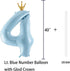 Number 4 Balloon with Crown, 40 Inch Large Blue Balloons for 4th Birthday Party Decorations Supplies Sign Decor