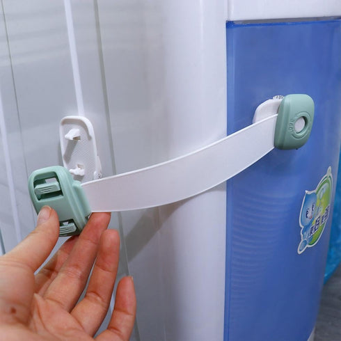 4 Pack Child Safety Strap Locks for Cabinets, Drawers, Toilet, Fridge, Adhesive Toddler Safety Lock for Kitchen