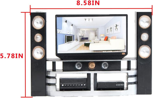 Playset 11.5-12 inches Set) E-TING Miniature Dollhouse Furniture Accessories for Dolls (Hi-Fi TV Cabinet