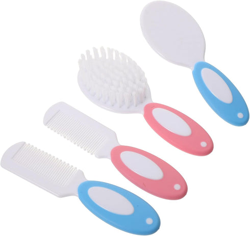 MUELODSIC Hair Wash Brush and Comb Set for Newborns, Soft Nylon Bristles Scalp