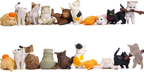 10 Pcs Kawaii Miniature Cat Figurines, Character Toy Cake Toppers, Mini Cat Animal Figures Collection
