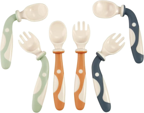 PandaEar Baby Bendable Spoons and Forks Set, 6 Pack Self-Feeding Utensils for Kids