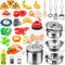 Hohosunlar Kids Pretend Play Kitchen Accessories Set, 38Pcs Stainless Steel Play Pots Pans